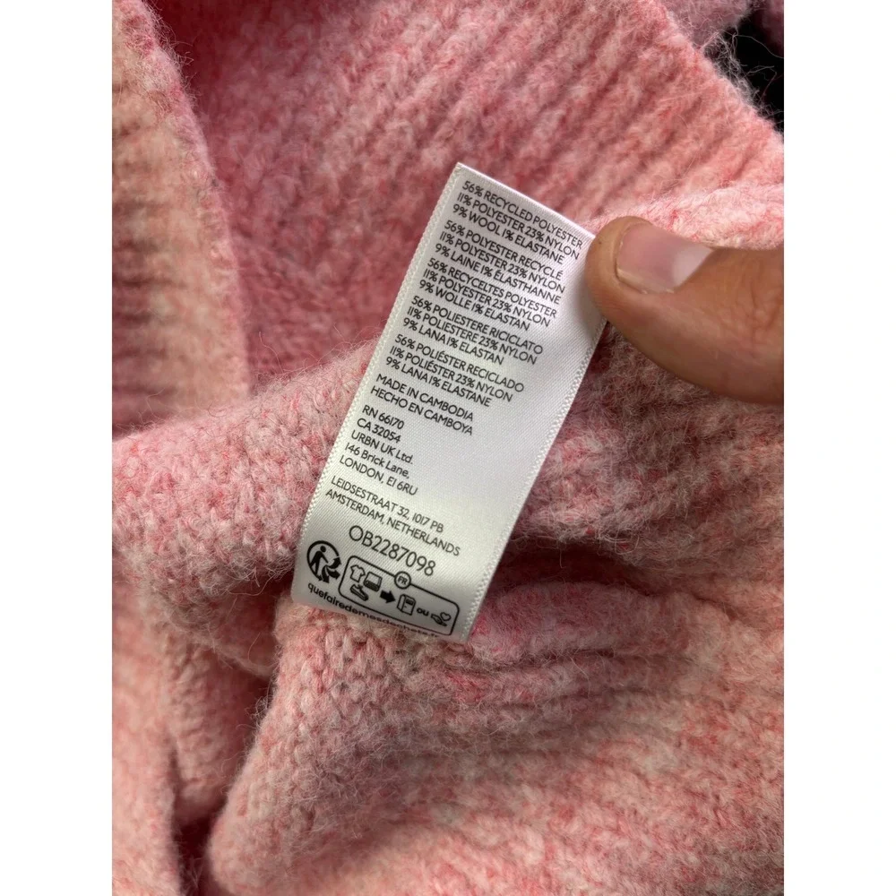 BDG Cardigan Sweater Womens XS Pink Marled Wool Fuzzy Knit Button Front - Picture 7 of 8